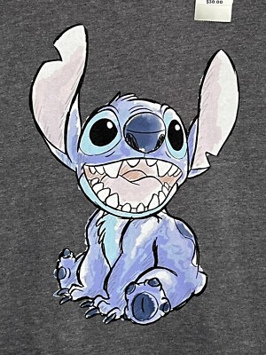 Disney LILO & STITCH Simply Stitch Women's Soft T-Shirt Gray Size