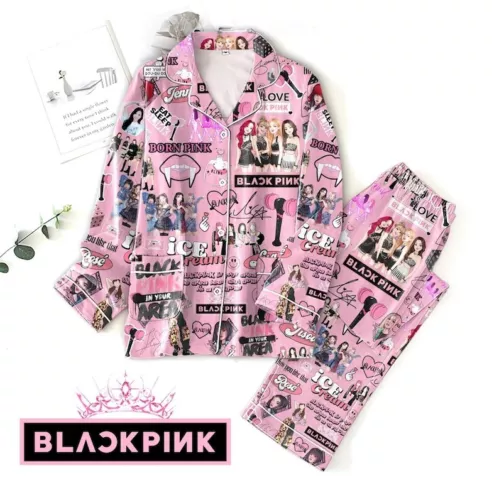 Black Pink In Your Area Pajamas Set, Born Pink Kpop Girl Fan Gift Pajamas Pant