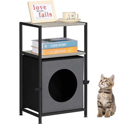 Home Hidden Cat Litter Box Wooden Side Table Nightstand Furniture Cat House