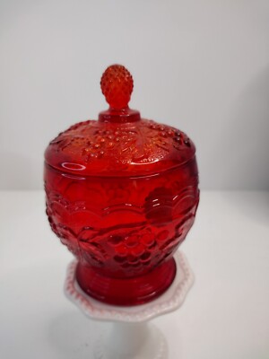 Vintage Imperial Glass Red Sugar Dish