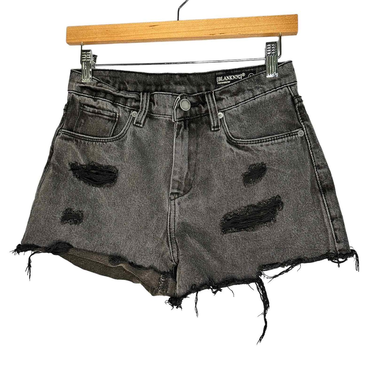 Blank NYC The Barrow Black Distressed Shorts Size 26