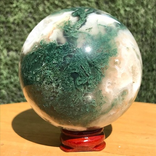 380G Natural Aquatic agate Geode Quartz Ball Crystal Sphere Specimen Healing - Picture 9 of 22