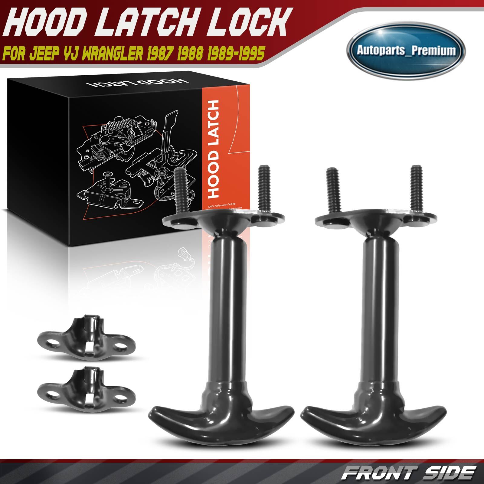 4Pcs Front Left & Right Hood Latch Catch Bracket for Jeep YJ Wrangler 1987-1995
