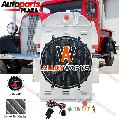 For CHEVY TRUCK A-BODY MASTER EA ED AT 1935-36 4ROW Aluminum Radiator+Shroud Fan