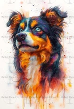 DOG ART PRINT, Rainbow Pet Animal Poster, Fantasy Puppy Abstract Home Decor