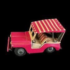 VTG 1960s SURREY Tin Litho JEEP - Made in JAPAN Pink