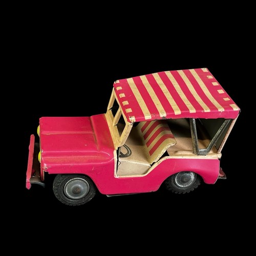 VTG 1960s SURREY Tin Litho JEEP - Made in JAPAN Pink - Picture 1 of 18