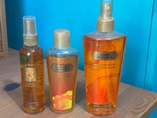 3 PC VICTORIAS SECRET AMBER ROMANCE BODY SPLASH SPRAY, BODY WASH, FRAGRANCE MIST