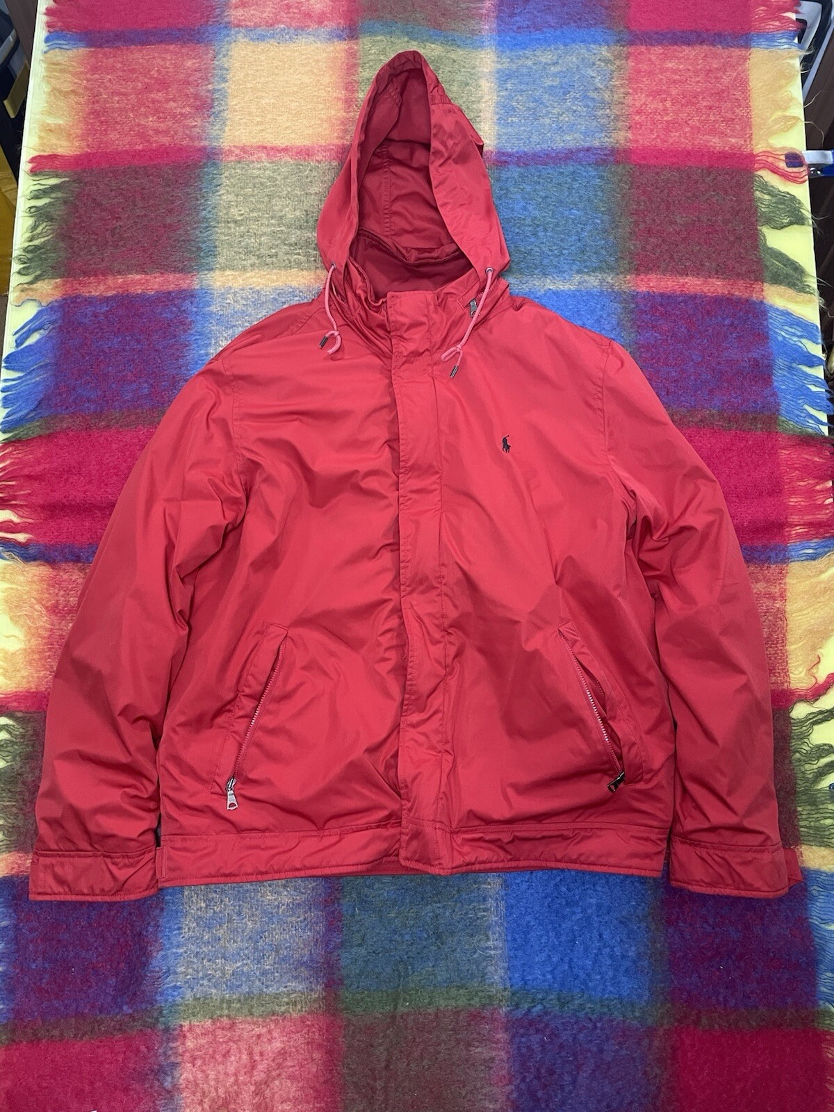 Polo Ralph Lauren giacca uomo L rossa full zip foderata in pile con cappuccio piccolo pony L S