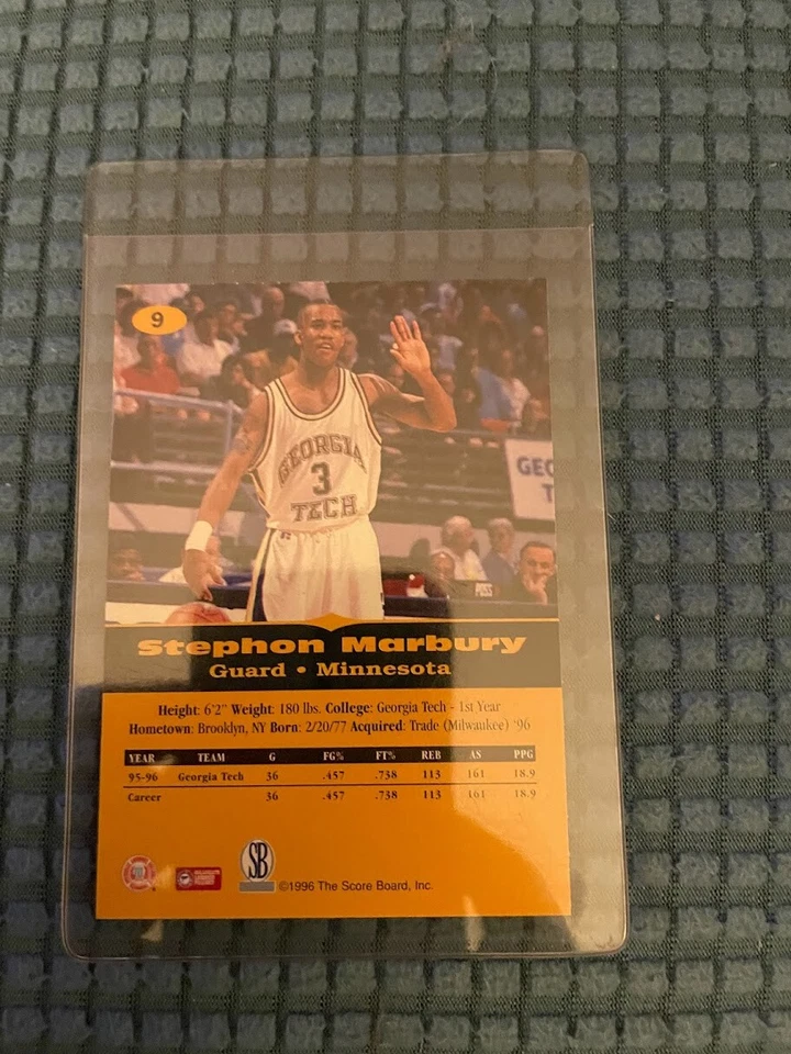 1996-97 Score Board All Sport PPF #9 Stephon Marbury Card NBA Minnesota RC New  - Image 2 of 2