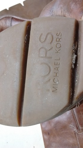 Michael Kors Brown Leather Kneel High Wedge Pull On Boot Women's Shoes 7.5M 38,5 - Picture 9 of 9
