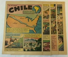 1944 six page cartoon story ~ CHILE ~ Pizarro, Bernardo O'Higgins