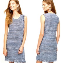 Anthropologie Holding Horses S Knit Dress Sleeveless Fringe Shift Blue