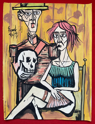 Bernard Buffet (Handmade) Drawing On old Paper Signed & Stamped