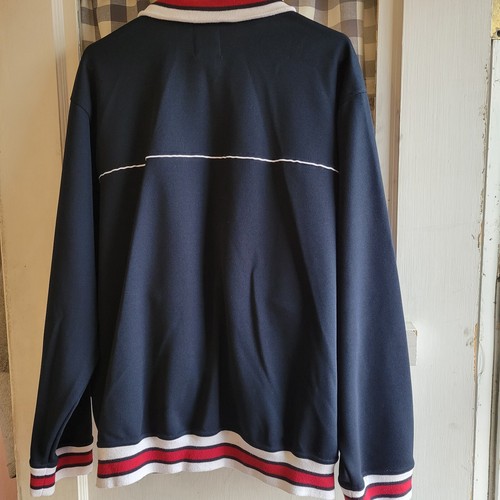 Chaps Ralph Lauren Mens Navy Red White Trim Jacket Zipper Front Long Sleeve Sz M - Picture 3 of 4
