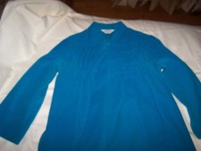 VINTAGE KAYSER BLUE VELVETEEN Long ROBE Zips Front Size M EXCELLENT SHAPE