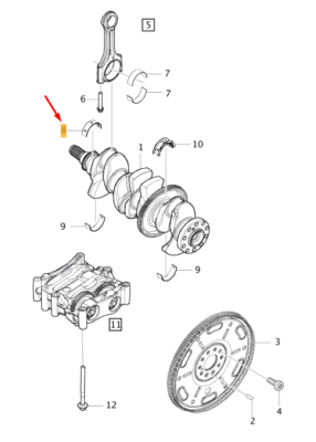 VOLVO XC90 MK2 Kurbelwellen-Hauptlager oben gelb 31375102 VOLVO XC90 MK2 Kurbelwellen-Hauptlager oben gelb 31375102
