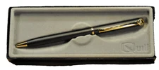 "QUILL"  Matte Black&GT  US made c.1991  Ballpoint pen w/box