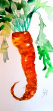 Carrot by Delilah impression 12x6 watercolor painting original vegetable