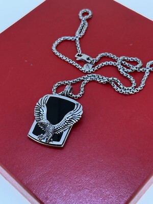 アクセサリー Sterling Silver Onyx & Eagle Necklace s-l400.jpg