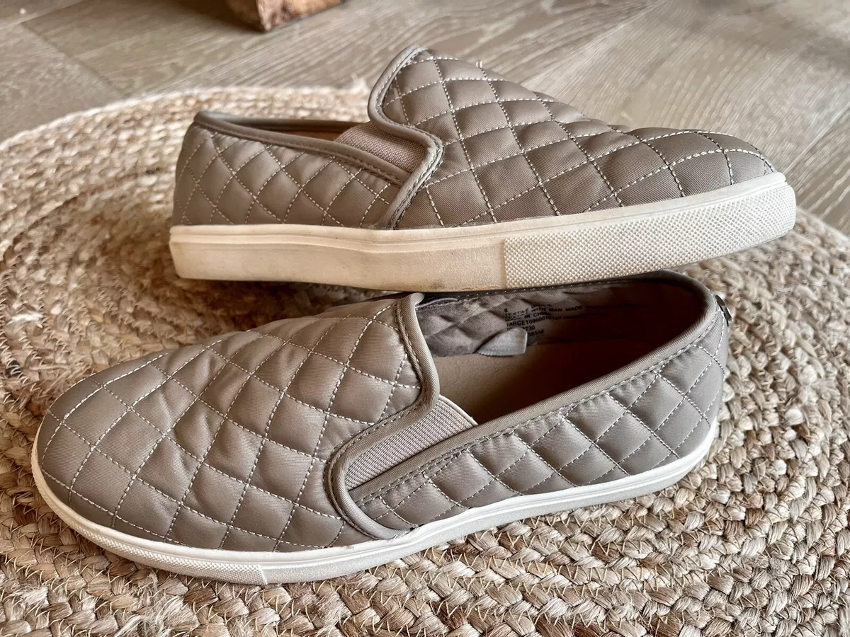 Tan quilted hotsell slip on sneakers
