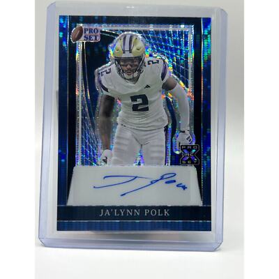 2024 Leaf Pro Set Metal Ja'Lynn Polk Rookie Blue Pulsar Auto 8/8 SP Patriots RC 