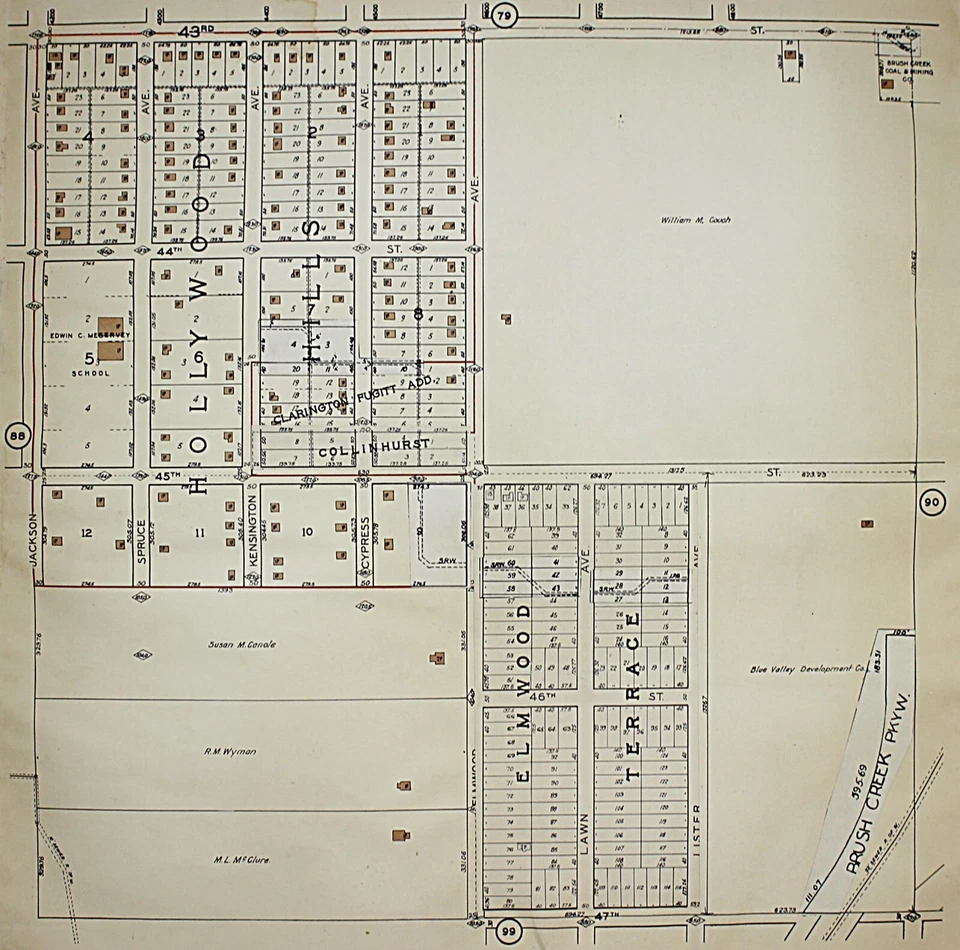 Mapa de plataforma Atlas de Kansas City Missouri 1925 placa de litografía en color raro #88 y 89 Foto 3 de 4