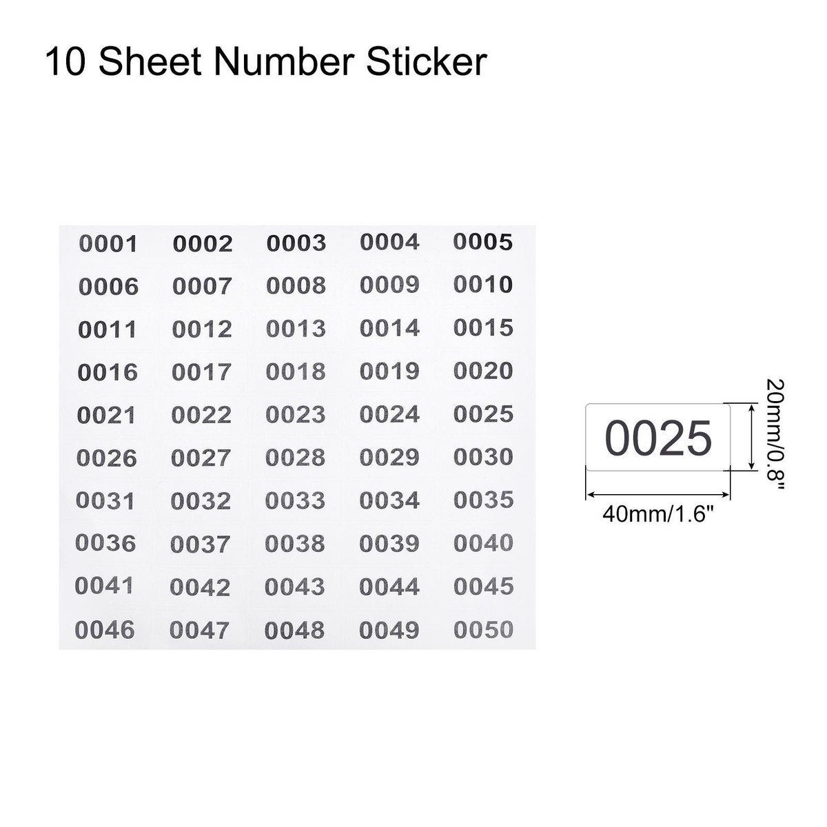 Camera Friendly Stickers 1000 Reverse Number Stickers [0001-1000] - 2x4 ...