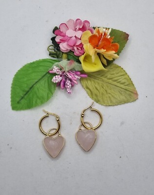OHRRINGE MIT ROSENQUARZHERZ, Geschenk für Sie, Valentinstag