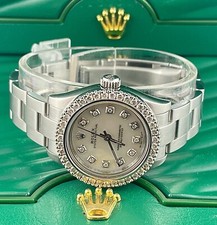 Rolex Oyster Perpetual Ladies 26mm White Pearl 1.75ct Genuine Diamonds 176200 5