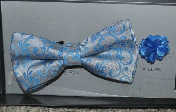 Мужской галстук-бабочка комплект синий пейсли белый карман квадратный лацкан заколка Apt 9 3 шт. $45 - Изображение 2 из 3