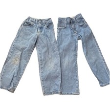 Vintage Lee Jeans lot of 2 kids 80s 90s denim pants elastic dad jeans