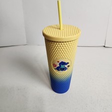 Bio World Disney Stitch Yellow Blue Ombre Studded Acrylic Tumbler Straw NEW