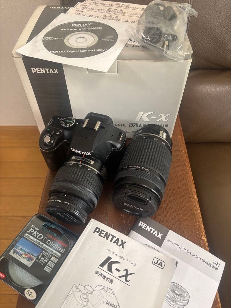 PENTAX K-x DSLR Camera w/ 18-55mm & 55-200mm Lenses Boxed Tested