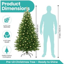 4/5/6/7ft Pre Lit Christmas Tree with LED Lights Bushy Tips Artificial Xmas Tree