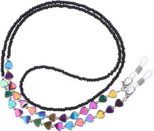 Beaded Eyeglass Chain Eye Glasses Holders with Heart-Shaped Beads Heart-Shaped S
