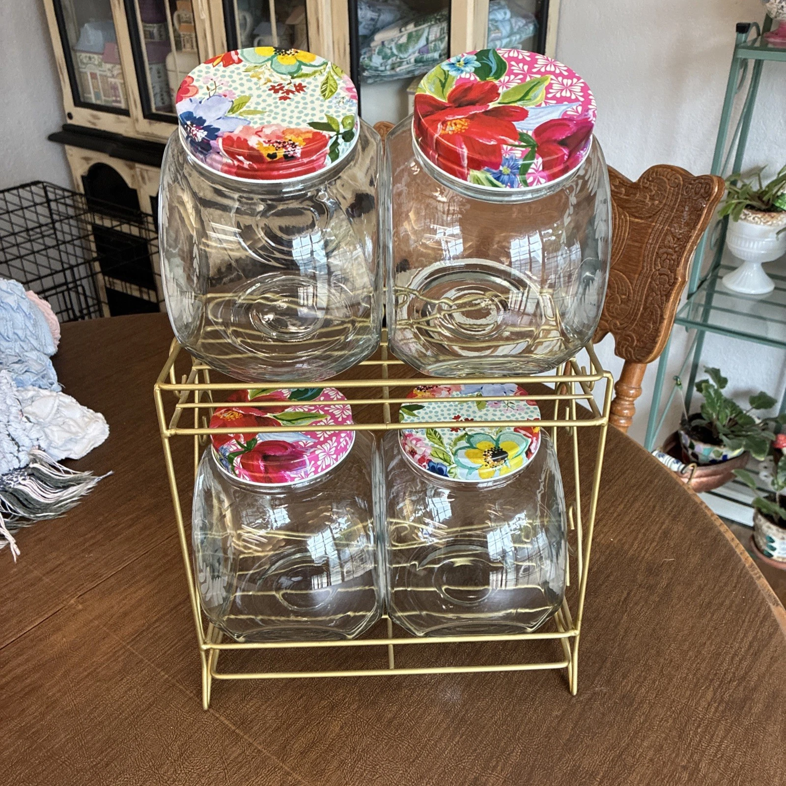 Pioneer Woman Floral Medley Glass Storage Jars With Metal Rack
Opens in a new window or tab