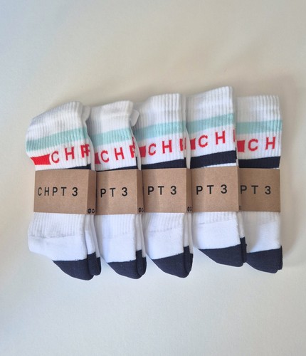 CHPT3 UK 8-11 Calcetines Tubo Algodón Blanco con Rayas Azules, Rojas y Azul Marino (5 Pares) - Imagen 2 de 5