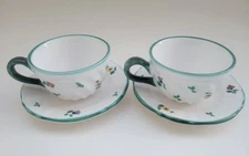 Gmundner Keramik Scattered Blossoms 2 Tea Cups 2 Small Plates Alpine Flowers