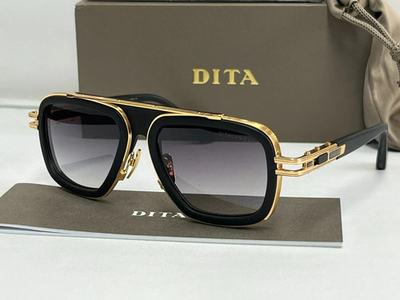 #ad Dita LXN EVO DT DTS403 A 01 Matte Black Yellow Gold Metal Sunglasses Grey $169.99