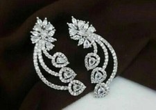3 Ct Pear Cut Simulated Diamond Push Back Drop Earrings In 14k White Gold Plated
