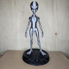 silver grey alien figurine on a black stand model Area 51 UFO space alien 24cm
