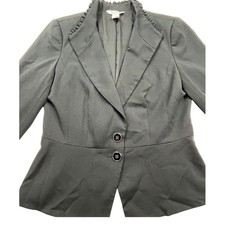 White House Black Market Black Ruffle Trim Peplum Blazer Jacket 6 570280764
