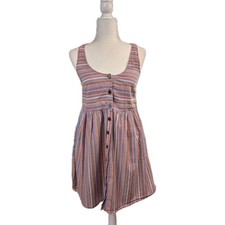 Madewell Scoopneck Tank Dress in Rainbow Stripe Sz XS Cottage Core Prairie Core