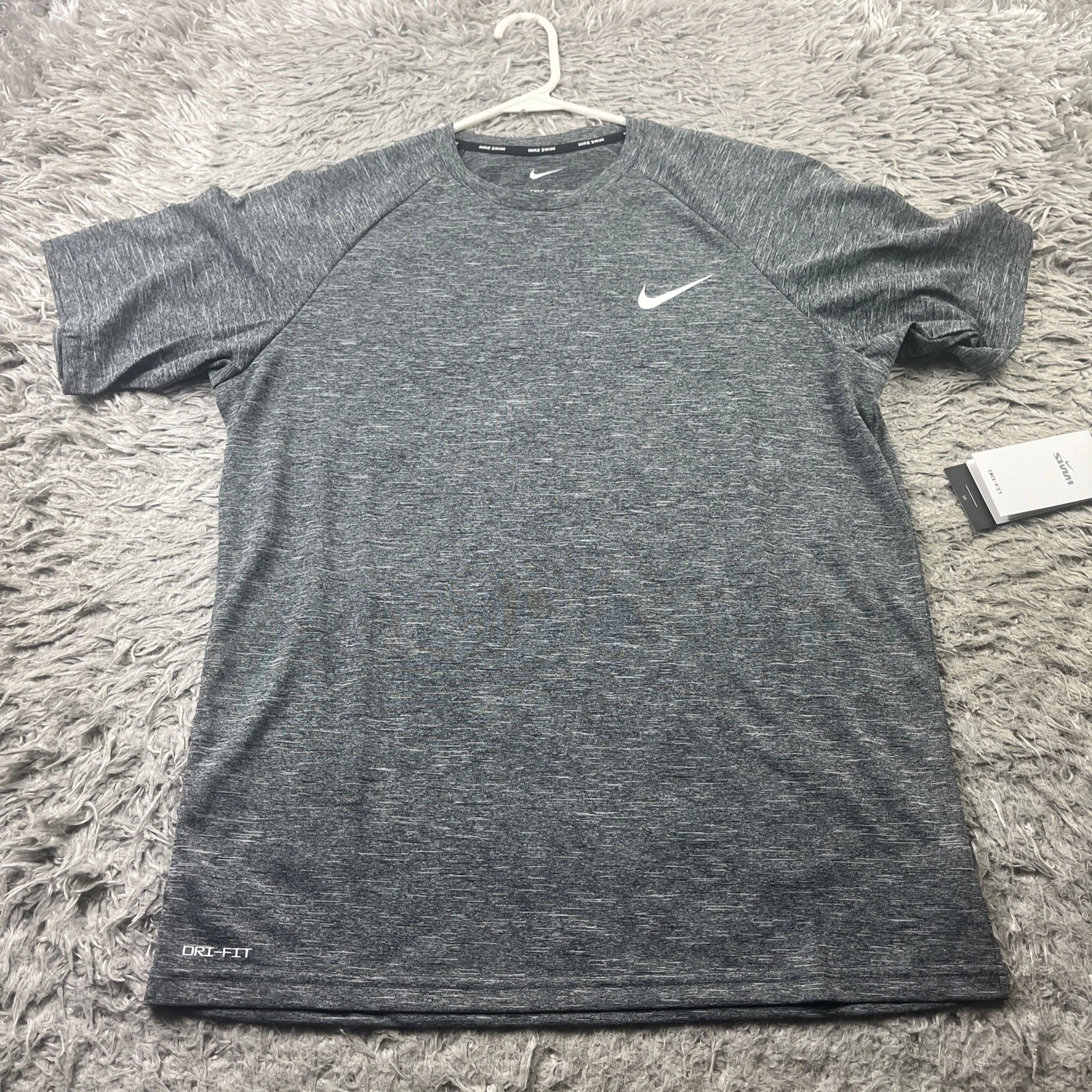 Nike Shirt Mens Medium Performance Hydroguard Swim Nessa589 UPF 40 Dri Fit Gray