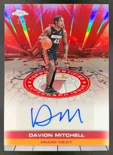 Davion Mitchell 2025-26 Topps Chrome Certified Auto Issue Red Refractor Heat /5