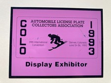 ALPCA NATIONAL CONVENTION DISPLAY EXHIBITOR DENV COLORADO 1993 LICENSE PLATE TAG