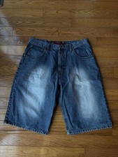 Vintage Y2K Webs Baggy Denim Jean Shorts Hip Hop Mens 38 Wide Leg