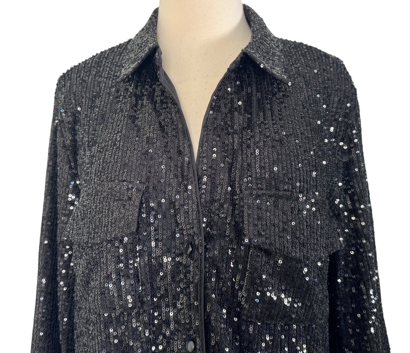 GUESS Sequin Button Up Collared Boyfriend Holiday… - image 4