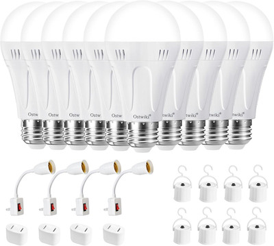 10 Pack Rechargeable Emergency Light Bulbs A19 E26 9W for Power Outages